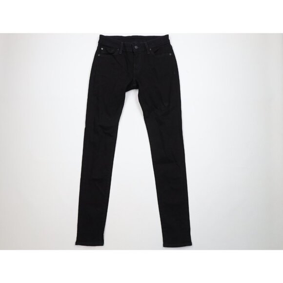Vtg Y2K Ralph Lauren Denim Supply Womens 27 Distressed Skinny Leg Jeans Black - Picture 1 of 14